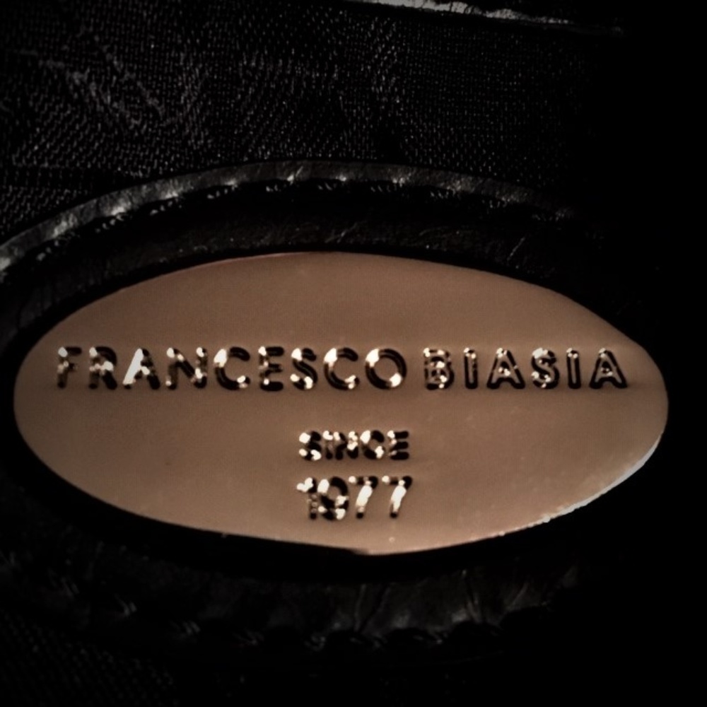 Italian Designer Francesco Biasia Black Leather Hobo Punk Biker Handbag Purse - Picture 7 of 11